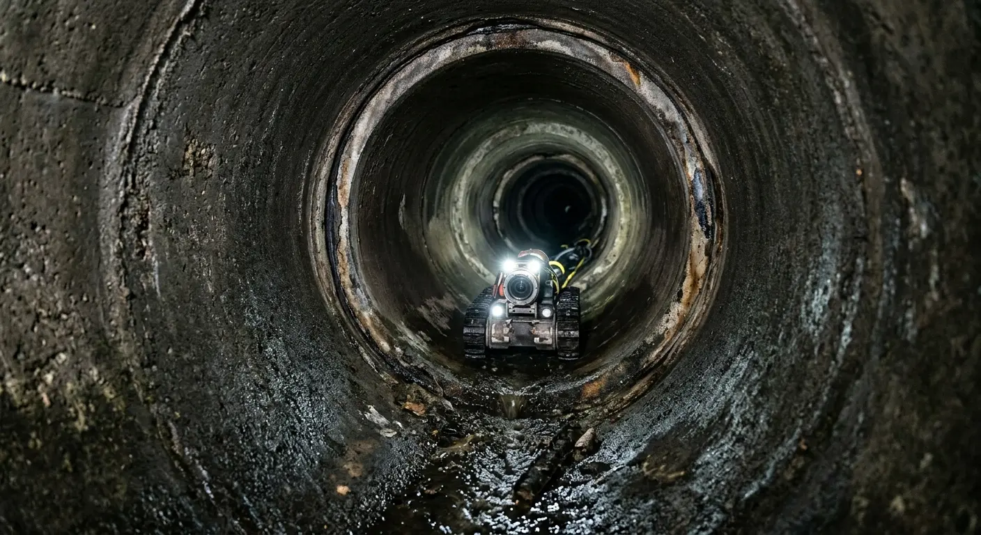 Robotic sewer camera inspecting pipe interior for Sewer Line Cleaning in Upper St. Clair